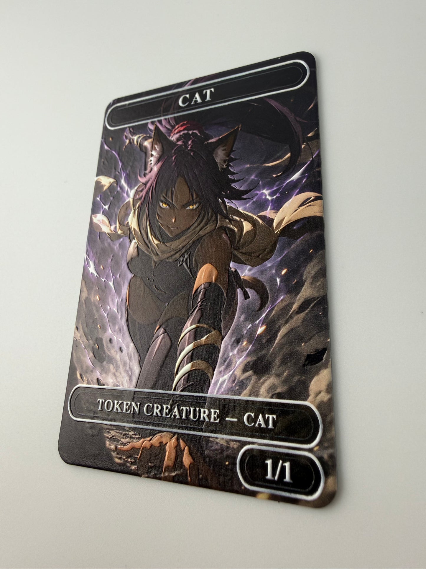 Premium Metal Cat Token – “Yoruichi, Flash of Lightning” Edition with Raised Texture