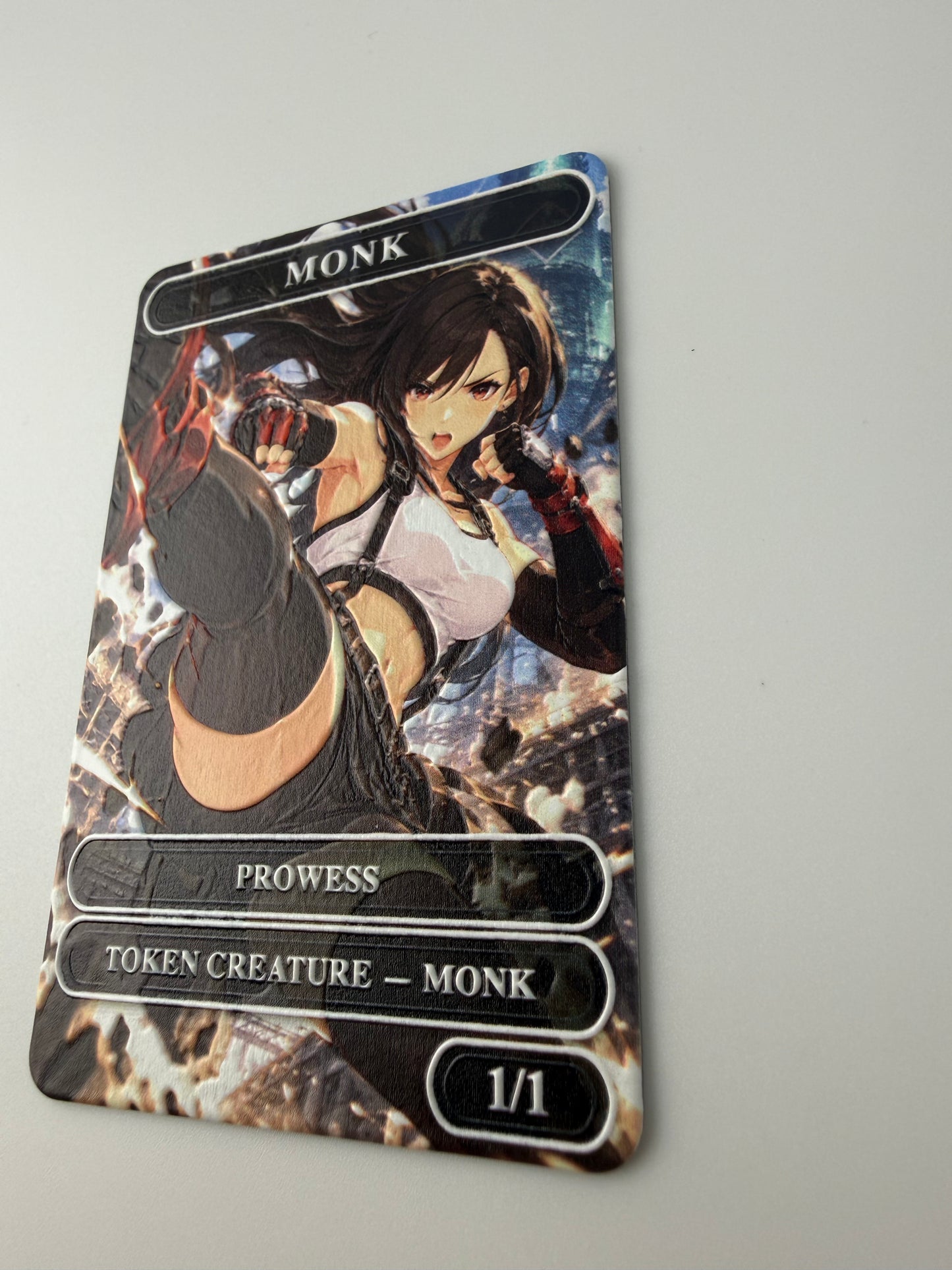 Premium Metal Monk Token – “Tifa, Fist of Seventh Heaven” Edition with Raised Texture